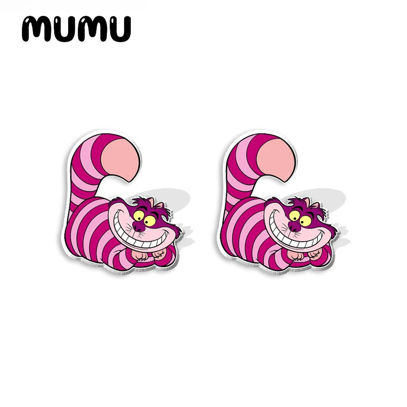 2024 New Alice in Wonderland Stud Earring Cartoon Queen of Hearts Epoxy Jewelry Resin Acrylic Earrings Handmade Gifts Girl