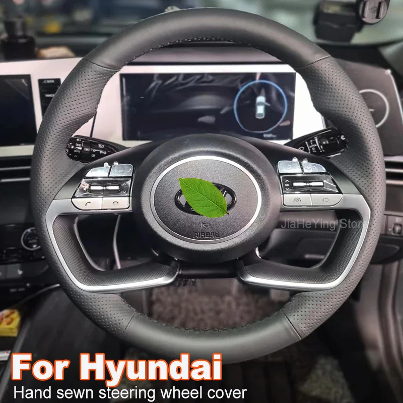 Hand Sewing Car Steering Wheel Cover for Hyundai AVANTE Santa Cruz Tucson Plug I20 Tucson 2020 Hyundai CN7 Auto Accessories