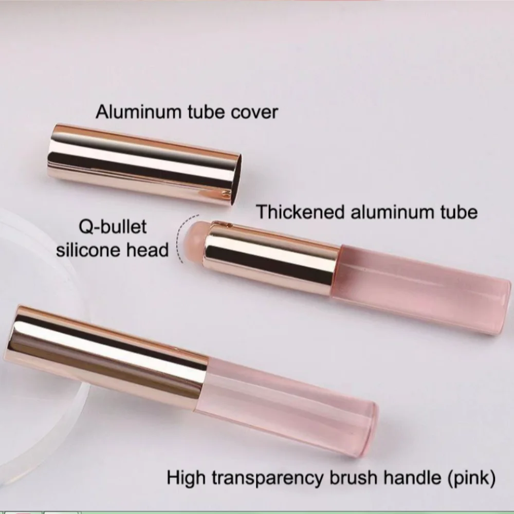 커버가 있는 라운드 헤드 실리콘 립 브러시, 업그레이드된 각진 컨실러 브러시, 립 글로스 다용도 립스틱 메이크업 브러시