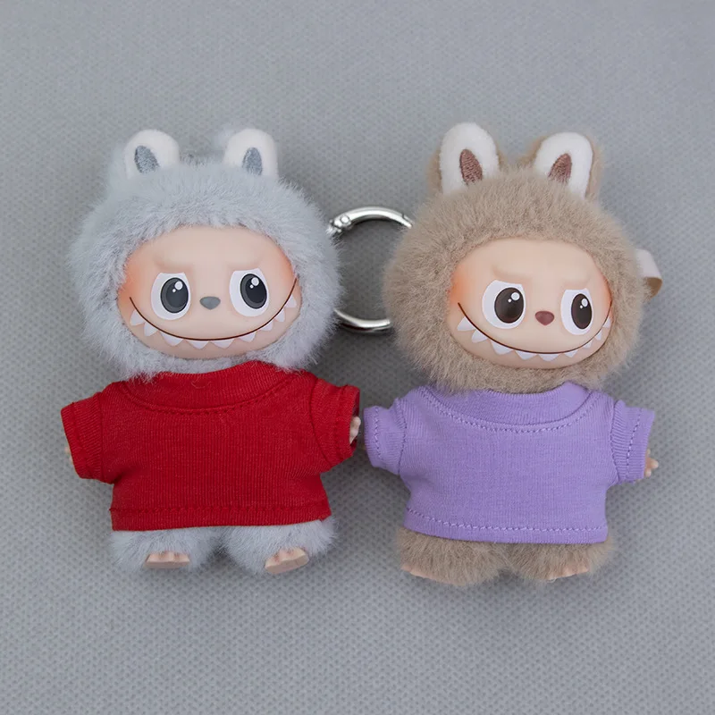 10cm Mini Labubu 4.0 Doll Clothes 4th-Gen Labubu Solid-colored T-shirt for Mini Labubu