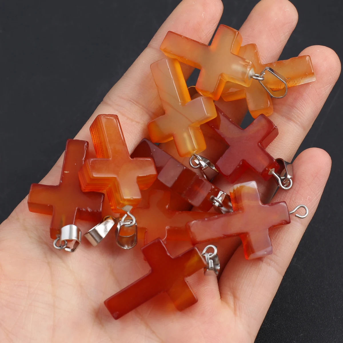 

35x19mm Red Agate Pendant Natural Stone Cross Shape Charms for Jewelry Making DIY Women Necklace Earrings Charms Wholesale 5pcs