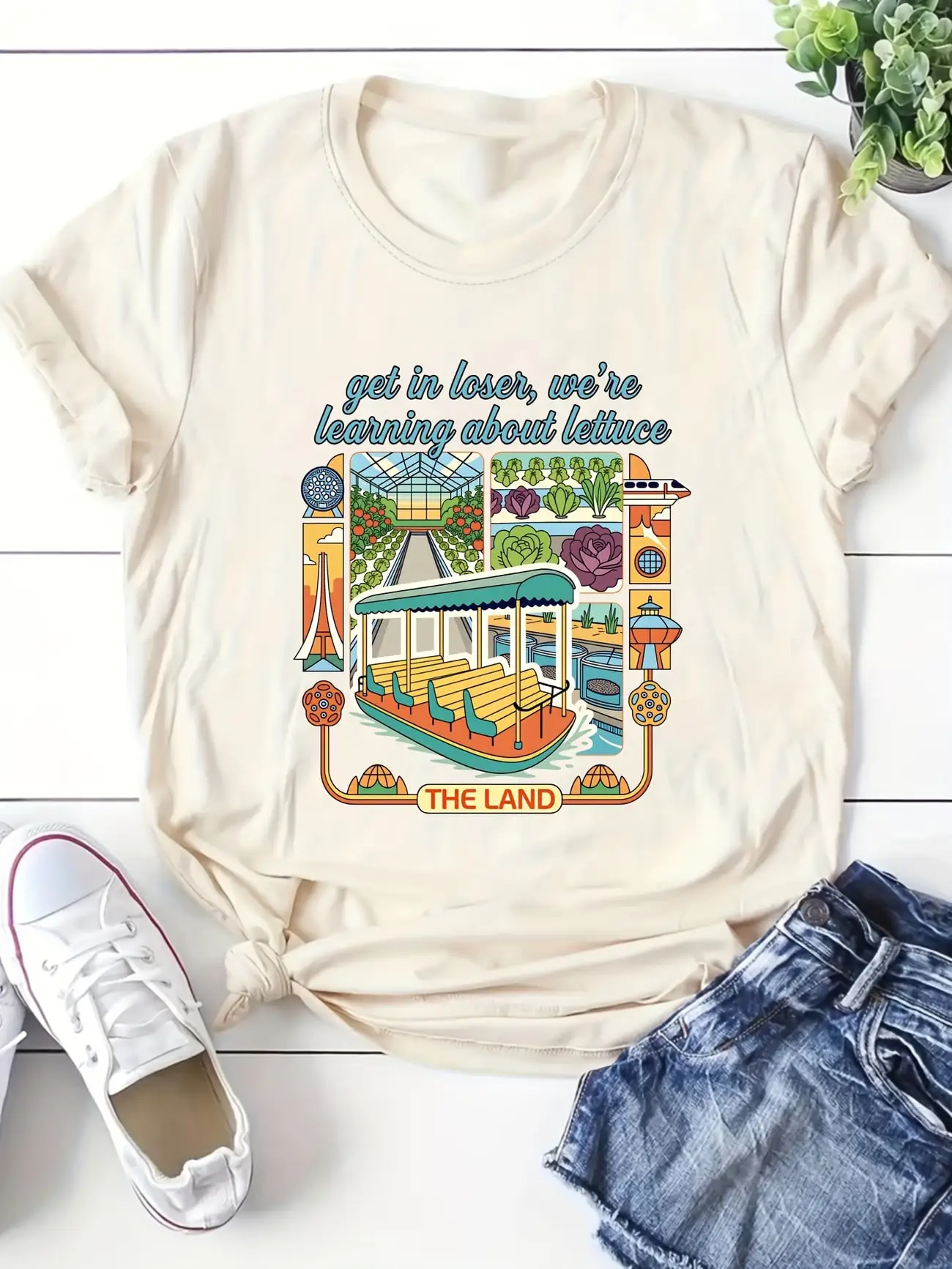 

Plus size women's short sleeve T-shirt Get In Loser We Re Learning About Lettuce Daily comfortable and versatile style summer