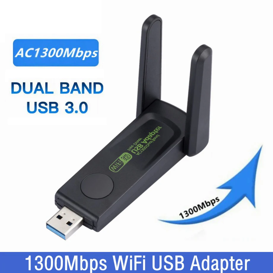 1300Mbps WiFi USB Adapter Dual Band 2.4G/5Ghz Wi-Fi Dongle 802.11AC Powerful Antenna Wireless Receiver For PC Laptop Driver Free