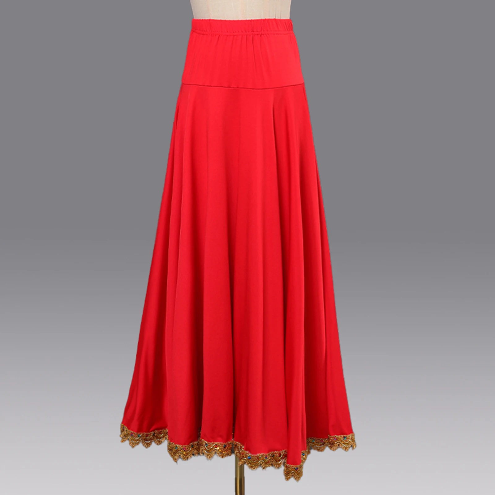 Faldas de Flamenco español para mujer, traje de salón de baile latino, Ropa de baile Paso Doble, faldas largas de círculo completo escalonadas para corrida de toros