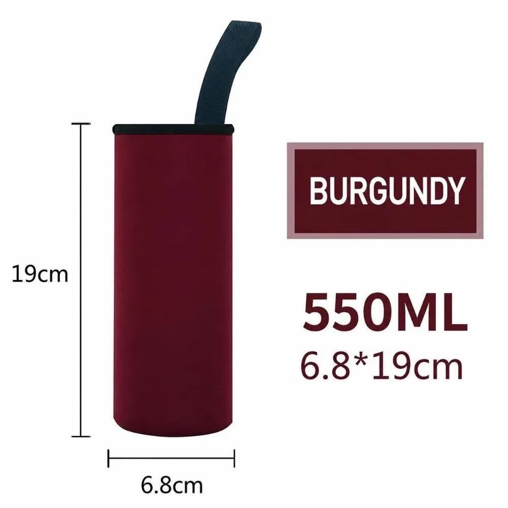 Washable 550/420M Insulated Bottle Cover With Handle Solid Color Cup Sleeve Heat‑insulated Bottle Case