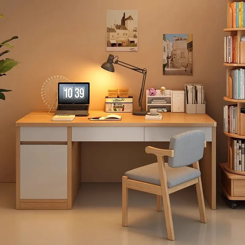 for Desk Bookshelf Integrated Table Simple Bedroom Desktop Computer Table Modern Solid Wood Student Home Study Table