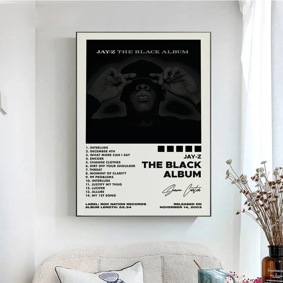 

New Jay Z Classic The Black Music Album Cover Tracklist Poster Prints Wall Art Picture Canvas Painting Living Room Home Decor