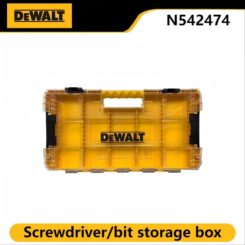 DEWALT N542474 TSTAK Tough Storage Case - Modular, Stackable, Connectable, Clear Lid, for Screwdriver Bits/Small Parts