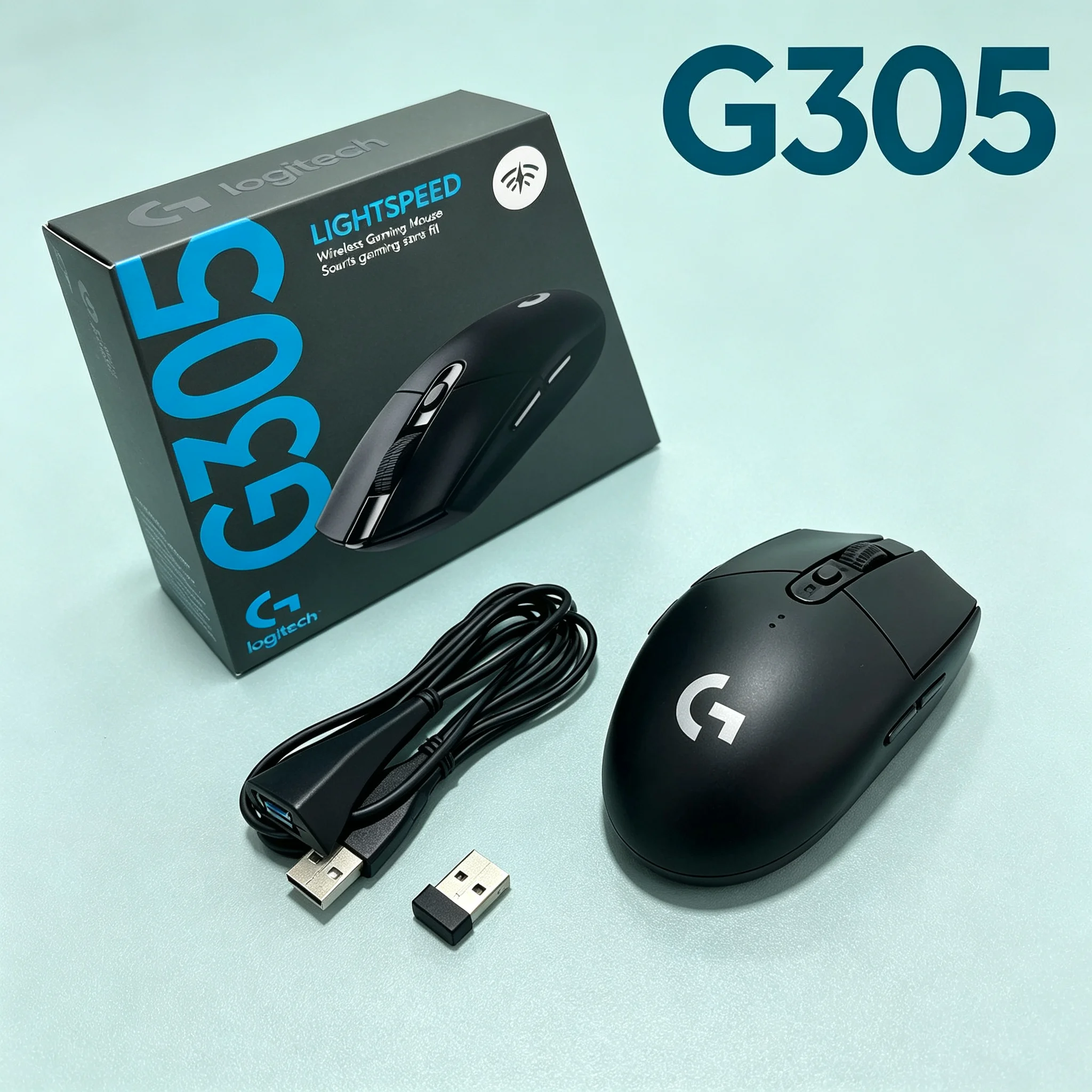 Logitech G305 LIGHTSPEED 2.4G Gaming Mouse With Transfer Adapter Cable Portable Wireless Mice For Travel Laptop Office And Home