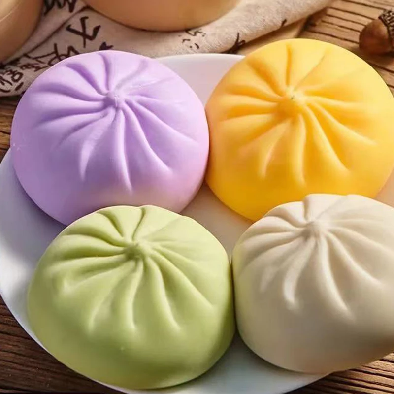Bunte Dumpling-Squishies Stressbälle Fidget-Sensorikspielzeug Simulations-Lebensmittel Squishies Brötchen mit Dampfgarer Stressabbau & für Kinder