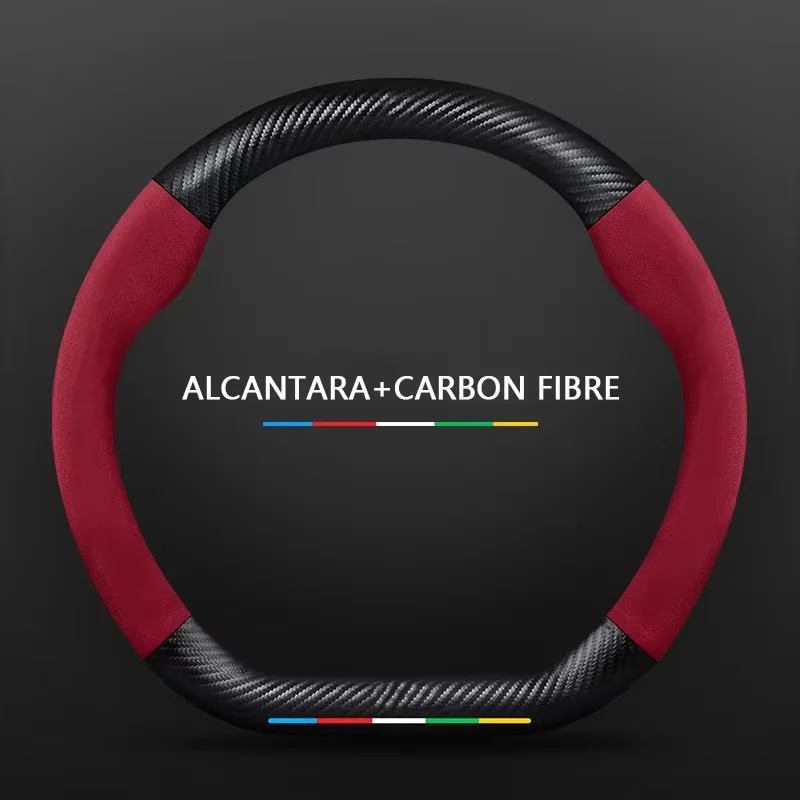 Carbon Fiber Leather Car Steering Wheel Cover For Alfa Romeo Giulia Stelvio Giulietta 159 147 156 Mito Sportiva Auto Accessories
