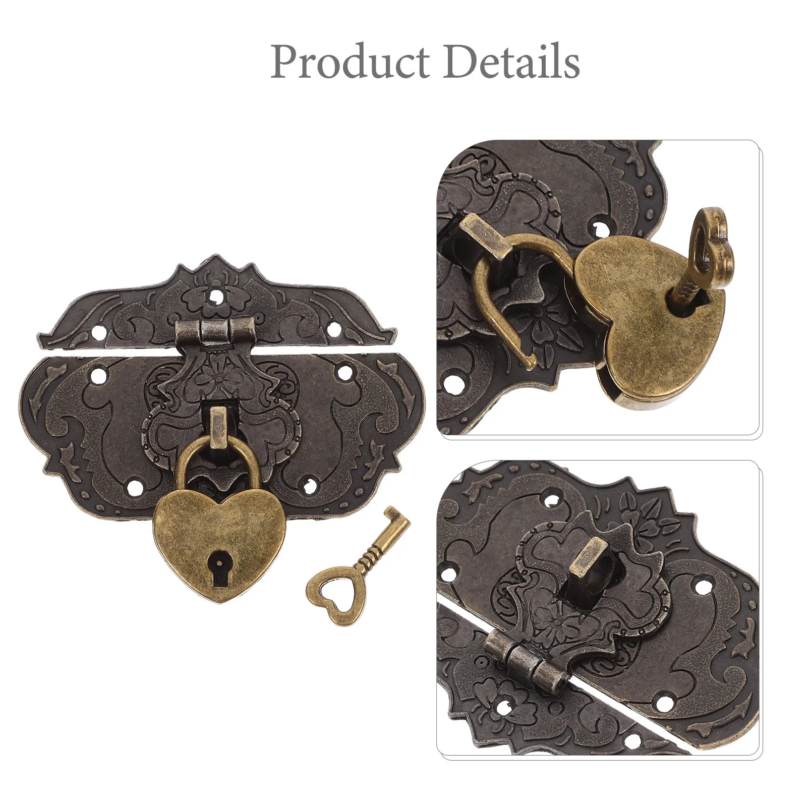 1Set Heart Lock Buckle Vintage Jewelry Box Decorative Hasp Latch Wooden Case Buckle Latch Decorative Hasp
