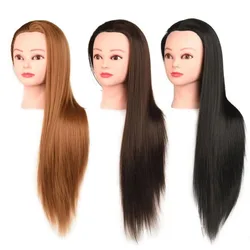 Training Head 24inch Mannequin Head Hair Styling Manikin Cosmetology Doll Head Synthetic Fiber Hair Hairdressing Training Model