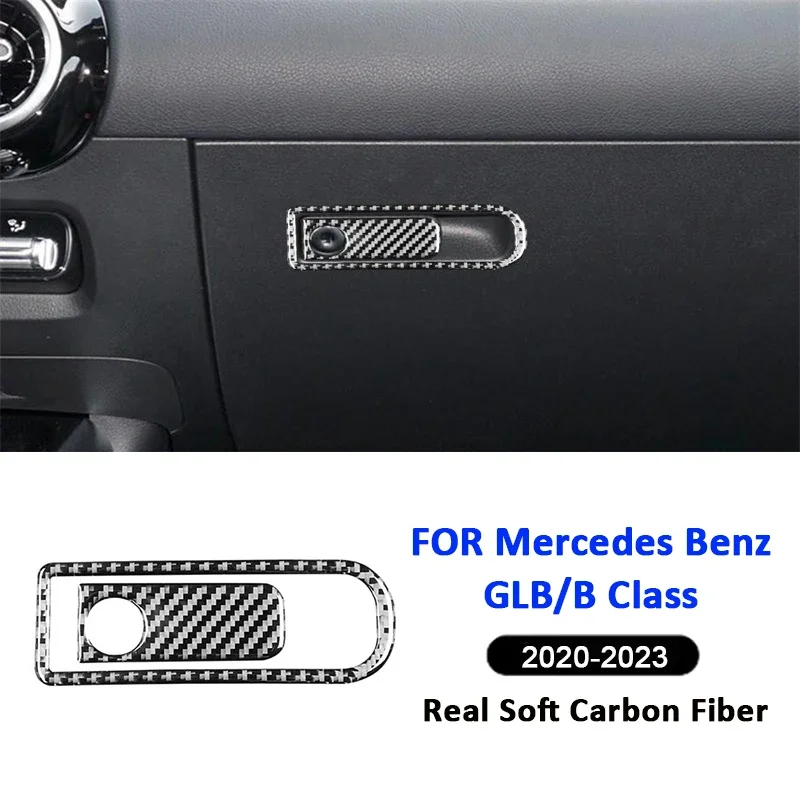 

Carbon Fiber Car Co-Pilot Storage Box Pull Handle Switch Panel Frame Decoration Sticker For Mercedes Benz B Class GLB 2020-2023