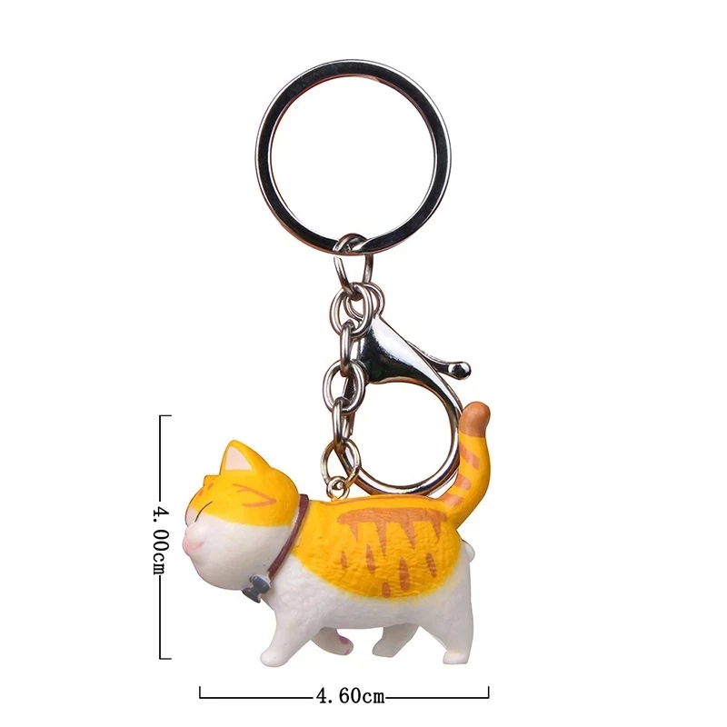 Cute Cartoon Orange Cat Keychain Women Men Creative Metal Cat Keyrings For Handbags Charms Kids Birthday Party Gifts