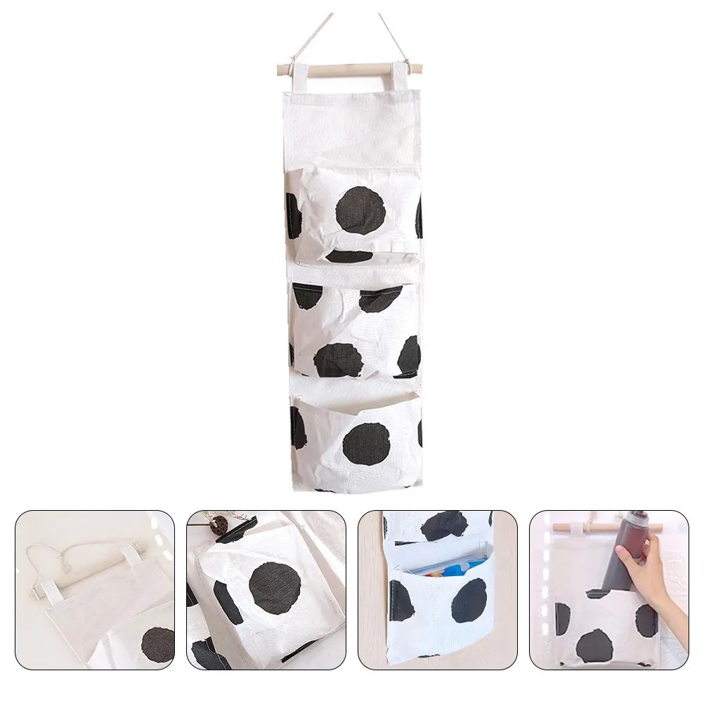 

1pc Cloth Storage Pouch Multi-Pocket Hanging Bag For Bedroom Dorm Office Wall-Side Organizer Lovely Cartoon Design Washable