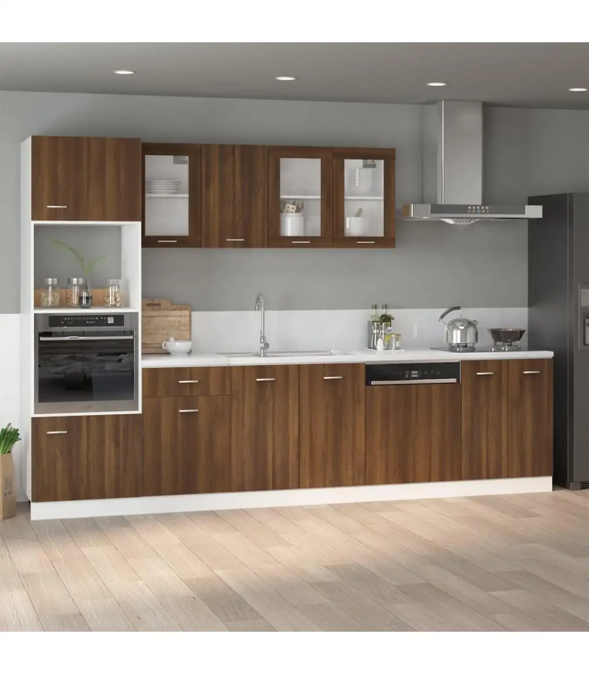 Kitchen cabinets lower cabinet kitchen plywood brown oak 60x46x81,5cm