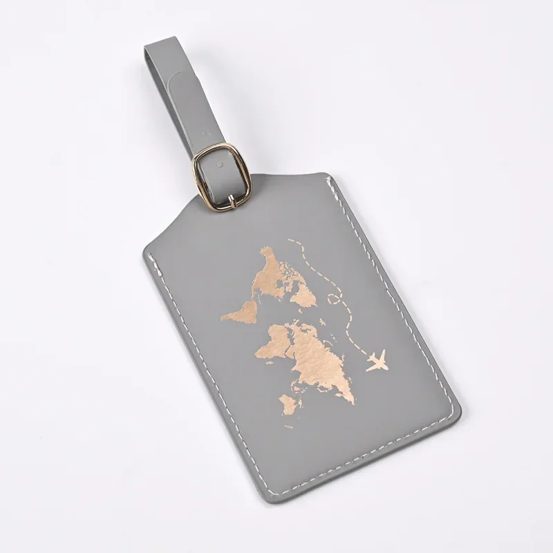 2024 New PU Leather Map Pattern Travel Luggage Tag Pass Boarding Pass Tags Suitcase Label Travel Tags Travel Accessories