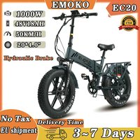 EMOKO EC20 Adult Electric Bike 1000W Motor 48V18AH Battery Foldable E-bike 20 inch All-Terrain Fat Tire Hydraulic Brake E bikes