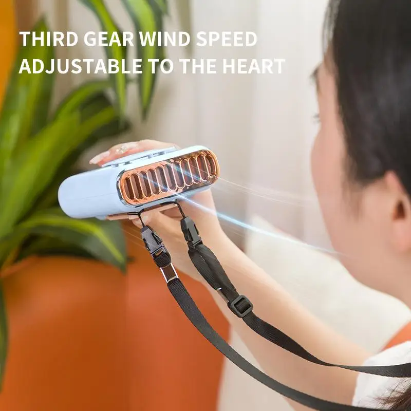 Portable USB Mini Handheld Fan,Summer Outdoor Hanging Neck Fan, USB Rechargeable,For Outdoor Camping, Hiking, Traveling, Cooler