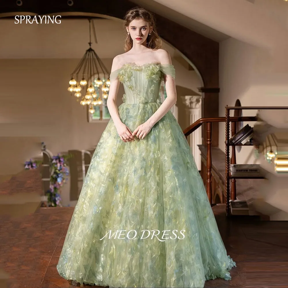 

SPRAYING Роскошное зеленое вечернее платье Милая вечернее платье с открытыми плечами Трапеция длиной до пола Вечернее платье по индивидуальному заказу