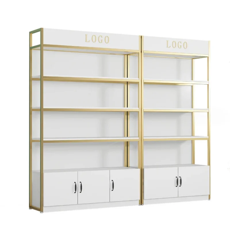custom.Custom Cosmetic Metal Display Stands White Supermarket Shelves Grocery Store Display Cases
