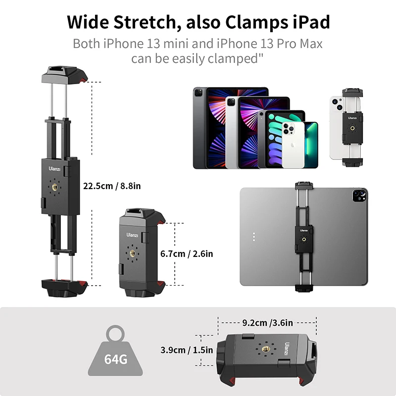 Ulanzi ST-29 Statief Mount Universele Voor Tablet En Telefoon Houder Met Koud Schoen Ondersteuning Horizontale En Verticale Opnamen