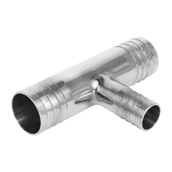 6 8 10 12 14 16 19 20 25 32 38 40 51 mm Hose Barb Reducing Tee 3 Ways Splitter 304 Stainless Steel Connector Pipe Fitting