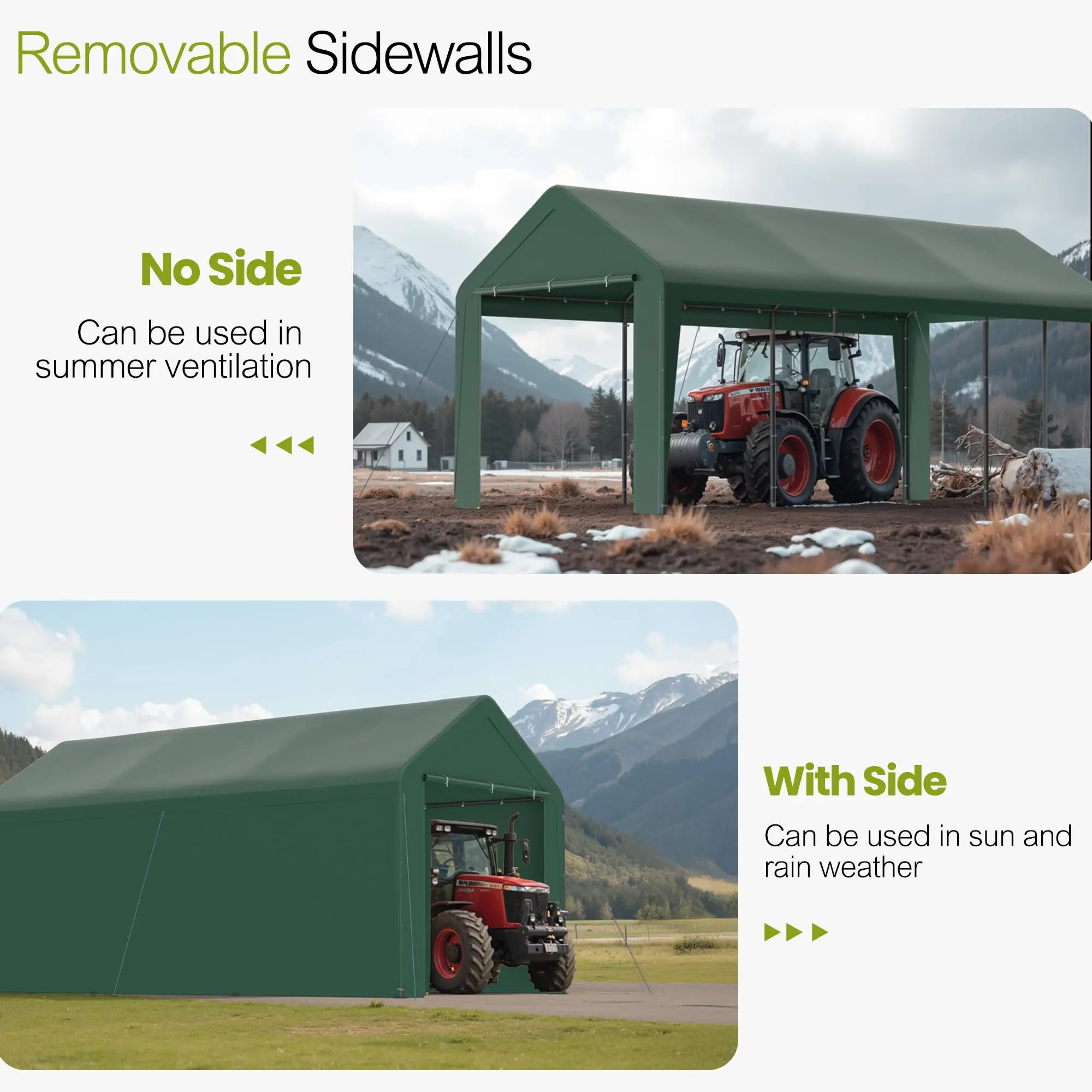 10x20 Carport Heavy Duty Portable Garage Shelter w/Sidewalls