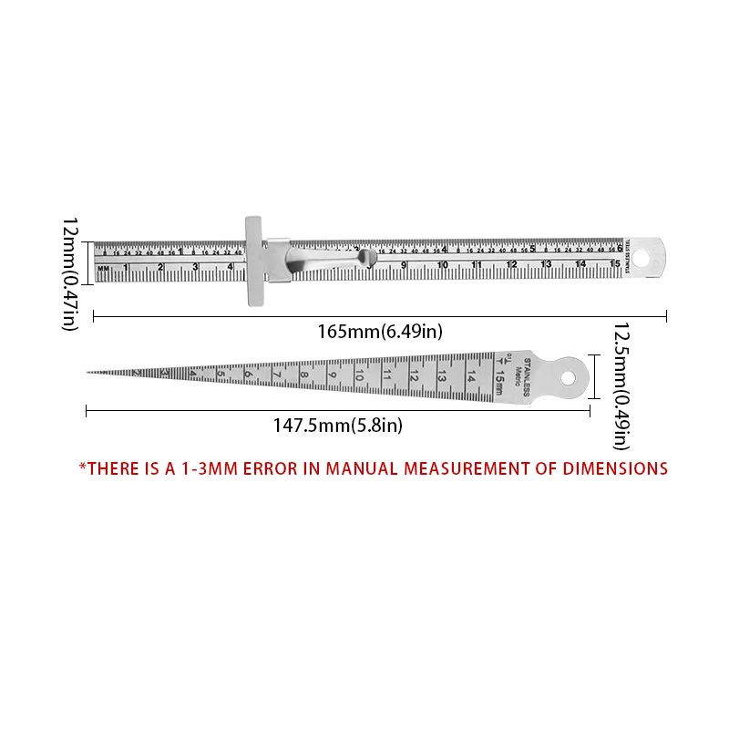 Wedge Taper Ruler Stainless Steel Welding Taper Feeler Gauge Depth Ruler Hole Inspection For Measurement Tool