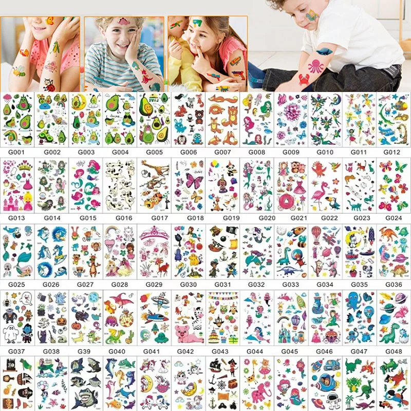 60PCS Children\'s Temporary Tattoos for Kids Mini Transfer Tattoos Boy Child Waterproof Fake Tattoos Stickers ZS157