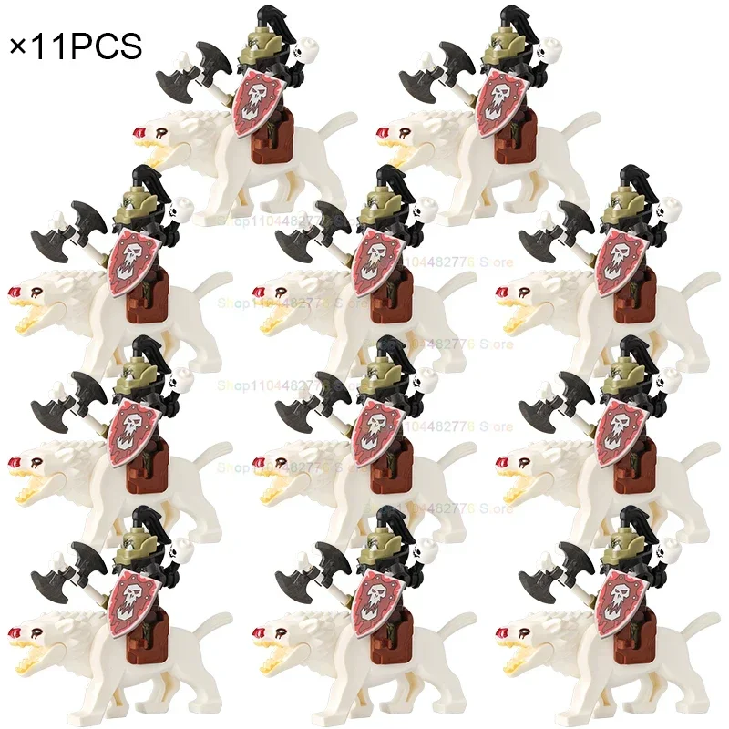 

Средневековые орки, кавалерийские фигурки, военные волчьи крепления, серия животных, скелеты, аксессуары, строительные блоки, кирпичи, игрушки, подарки