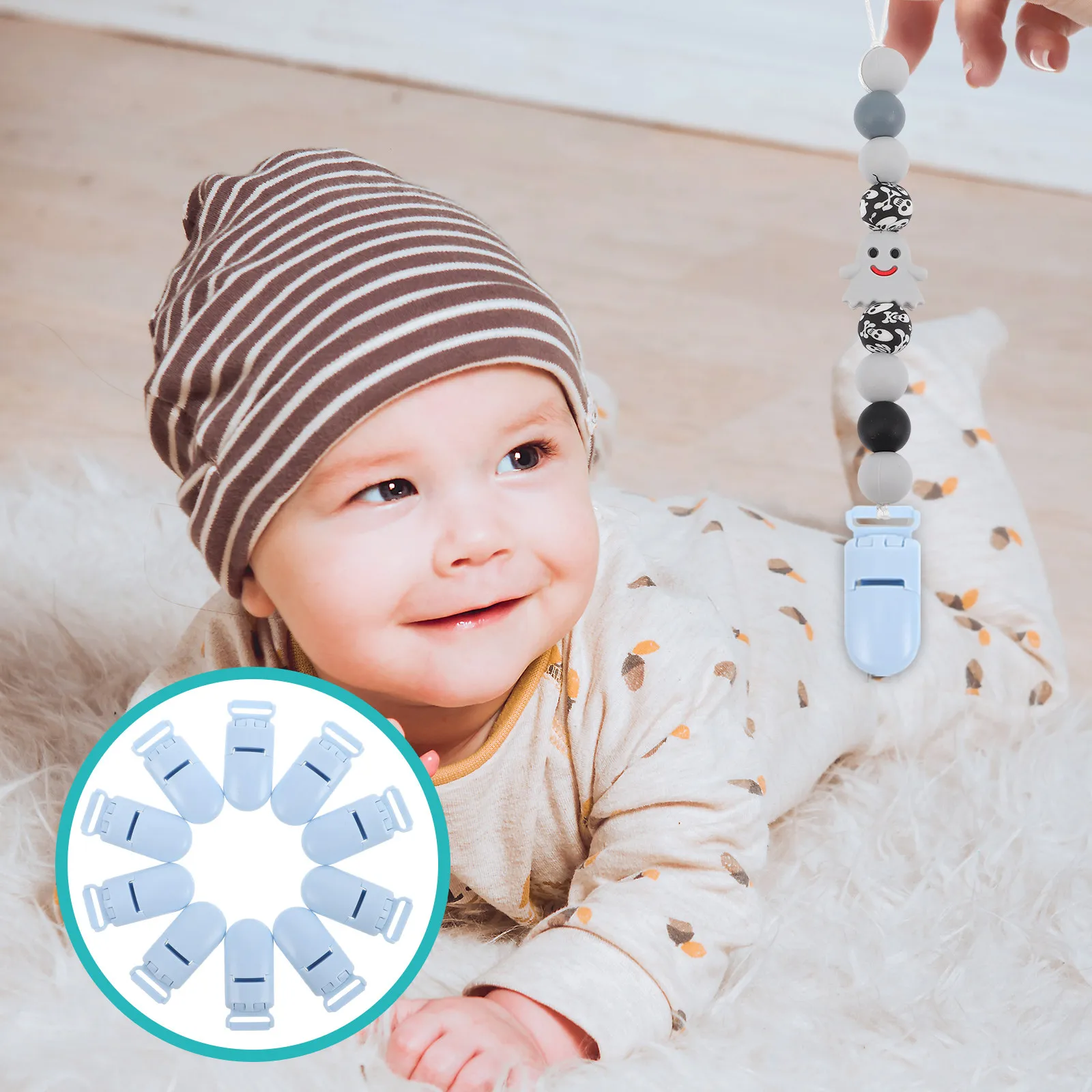 

10Pcs Infant Pacifier Clip 20Mm Cute Alligator Style Secure Holder for Baby Essentials Diaper Bag Organization DIY Nursery Decor