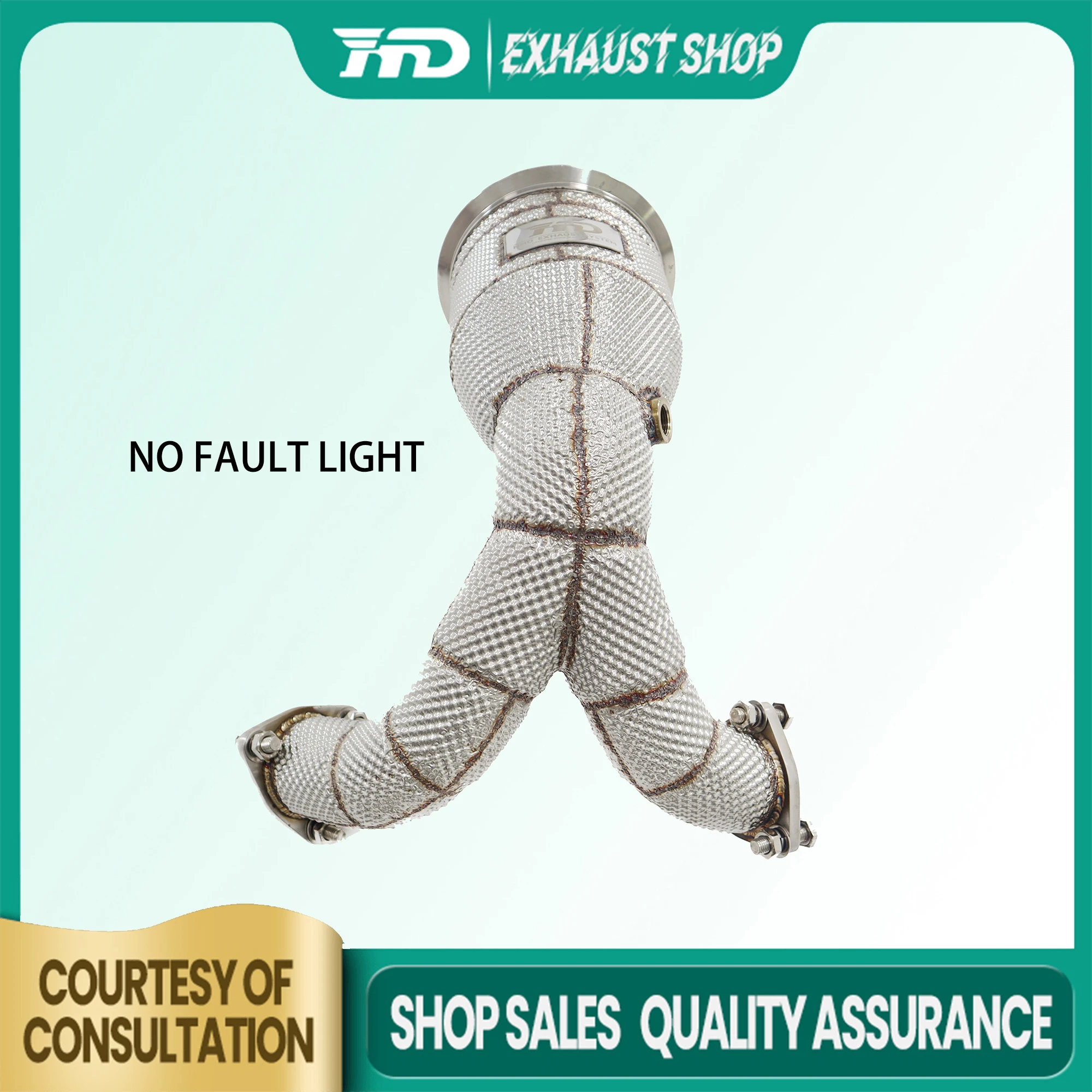 

NO FAULT LIGHT Downpipe for Audi S4 S5 B9 Euro 5 Heat shield with Catalytic Converter Support customization Handcrafted