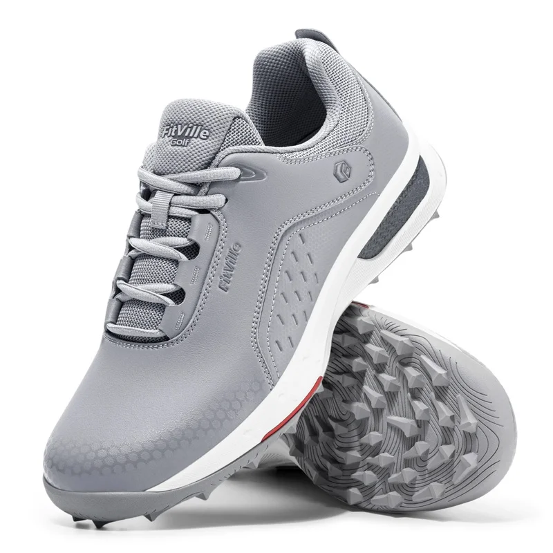 FitVille Men's Golf Shoes Wide Luxury Casual Sneakers Spikeless Anew Golf Shoes for Men Professional Outdoor Water Resistant