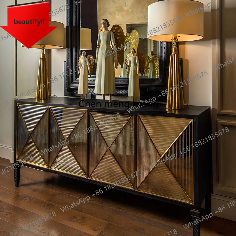 

X188 светлый роскошный входной шкаф из цельного дерева четырехдверный шкаф для хранения гостиной простой французский ретро настенный буфет для хранения вещей