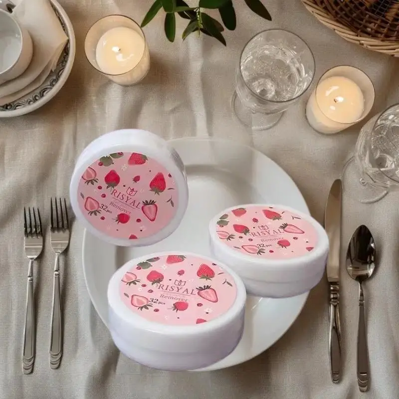 32 قطعة/صندوق لوازم إزالة الأظافر القابل للتصرف الطبيعية الآمنة طلاء الأظافر إزالة الصمغ منشفة مسمار قطعة أدوات مانيكير