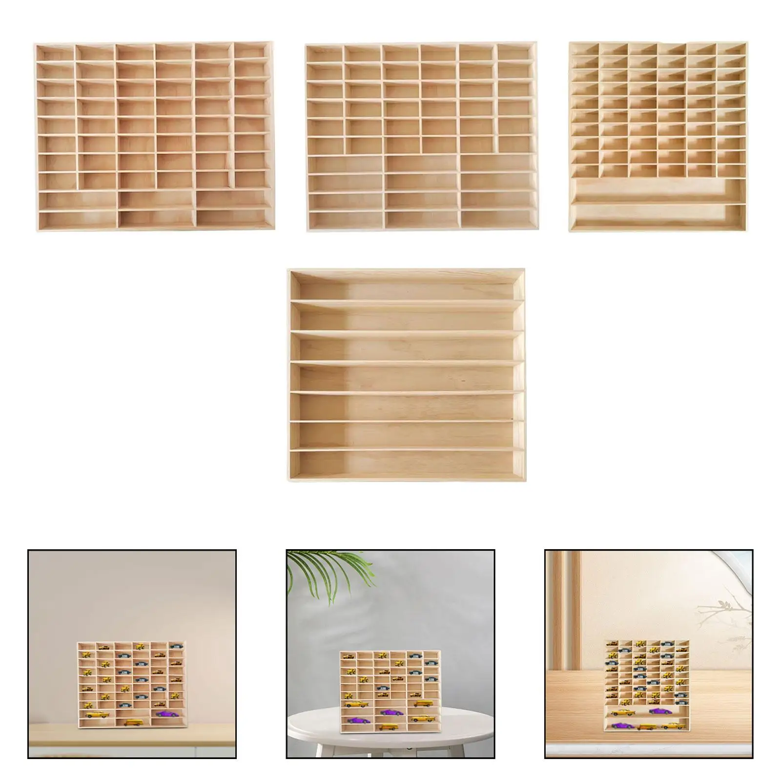 Wood Toy Car Display Rack Figures Display Cabinet, Multifunction Cars Wheels Display Case for Doll Store Figure Figures