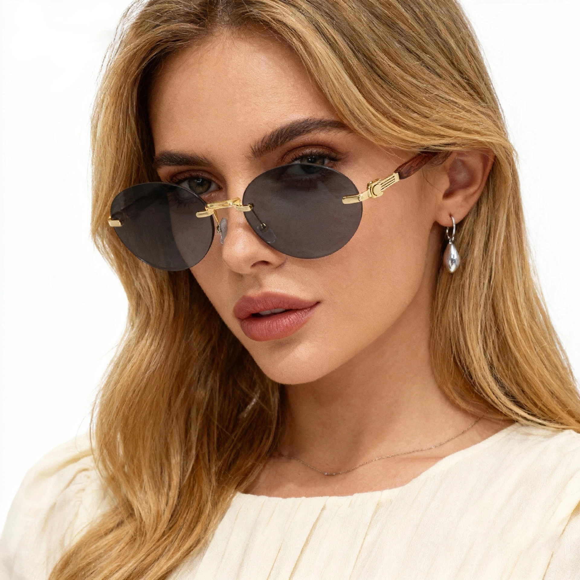 

Oval Sunglasses For Men And Women Frameless Gradient Color Glasses Ins Spicy Girl Style Beach Vacation Fashion Sunglasses UV400