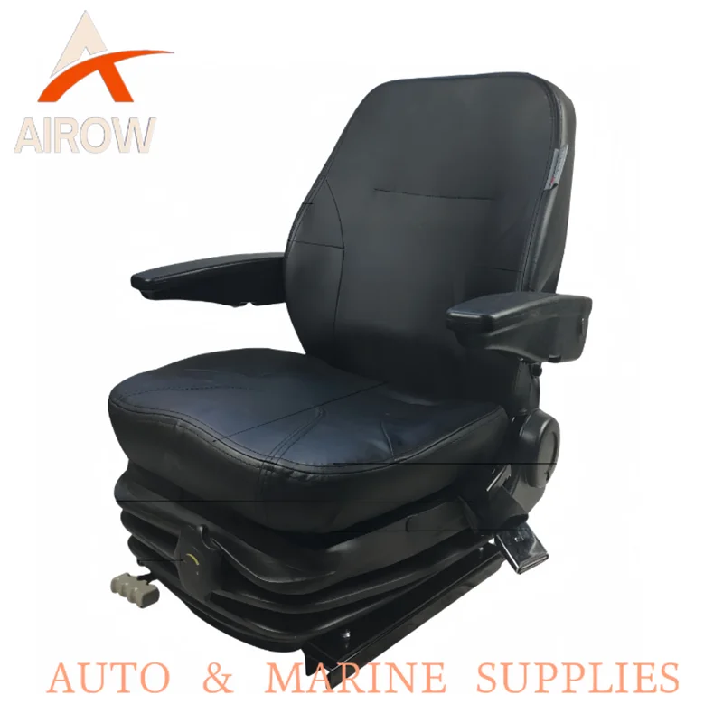 Airow Auto Heavy-Duty Manual Regulated Shock Seat Non-Flip Wide Armrest Leather Weight Tunable Suspension Seat for Mine Dumper