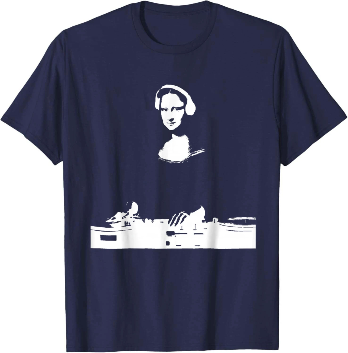 Mona Lisa DJ Art - Funny EDM Techno Rave Music T-Shirt Summer Casual T Shirt Cotton Graphic Tee Camiseta Streetwear