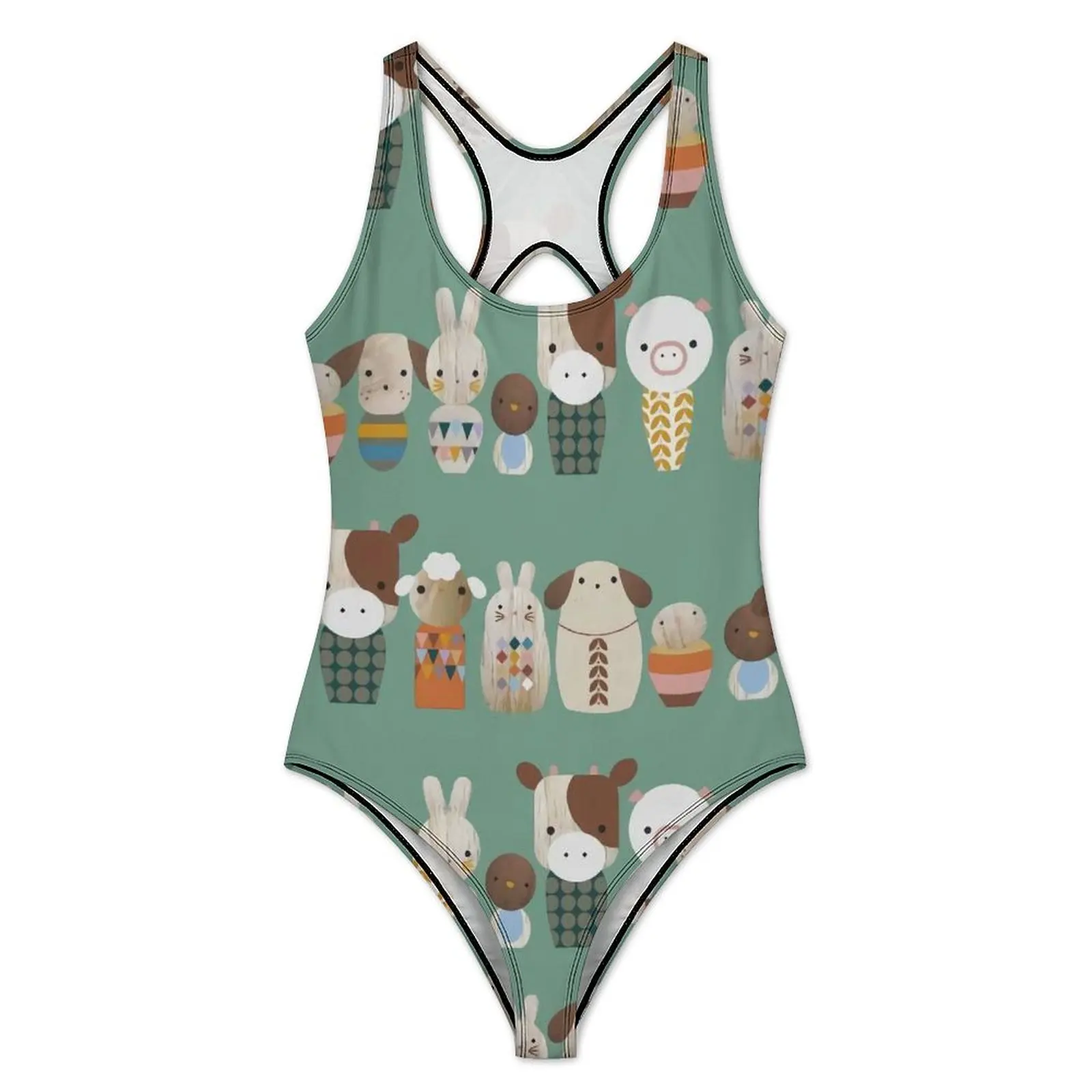 Cute Dog Swimsuit Sexy Cartoon Animal Women Swimwear One Piece Fashion Swimsuits Holiday Rave Push Up Hollow Out Bathing Suits