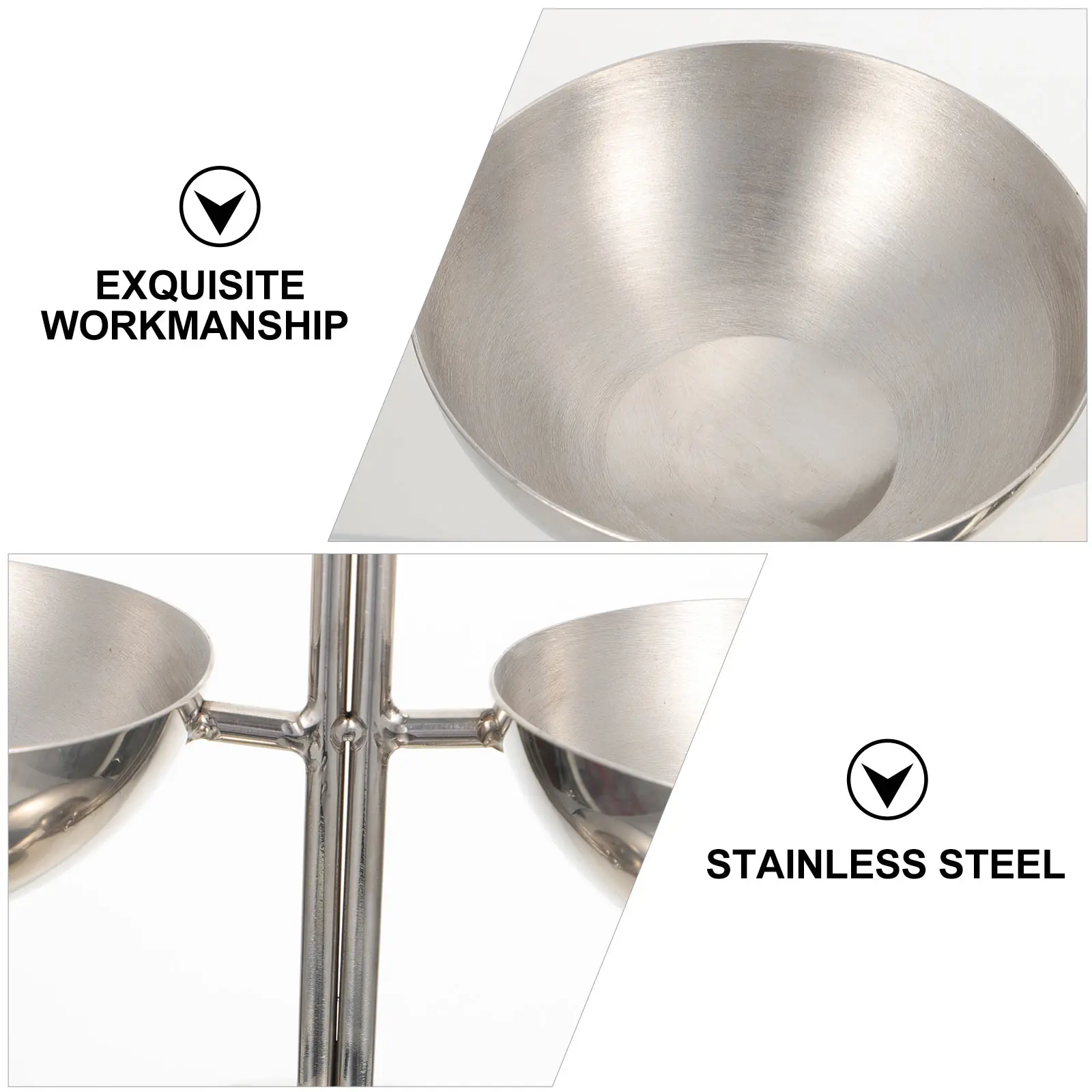 

1pc Stainless Steel Dual-Dish Fruit Plate Rack Desktop Snack Shelf Food Serving Tray Storage Stand Practical