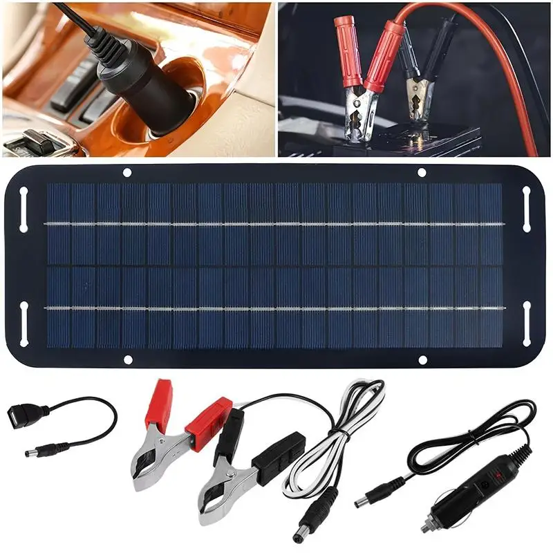 40W Solar Panel Kit 6W 6V Battery Charger With Clip And USB Cable Efficient Charging For Cell Phone Car Battery Outdoors
