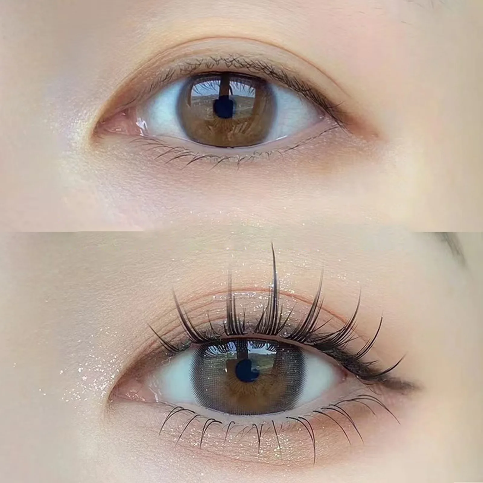 Tiras de pestañas Manga, banda transparente DIY, pestañas finas, Kit de extensión de pestañas de aspecto realista para maquillaje de viaje de fiesta diaria