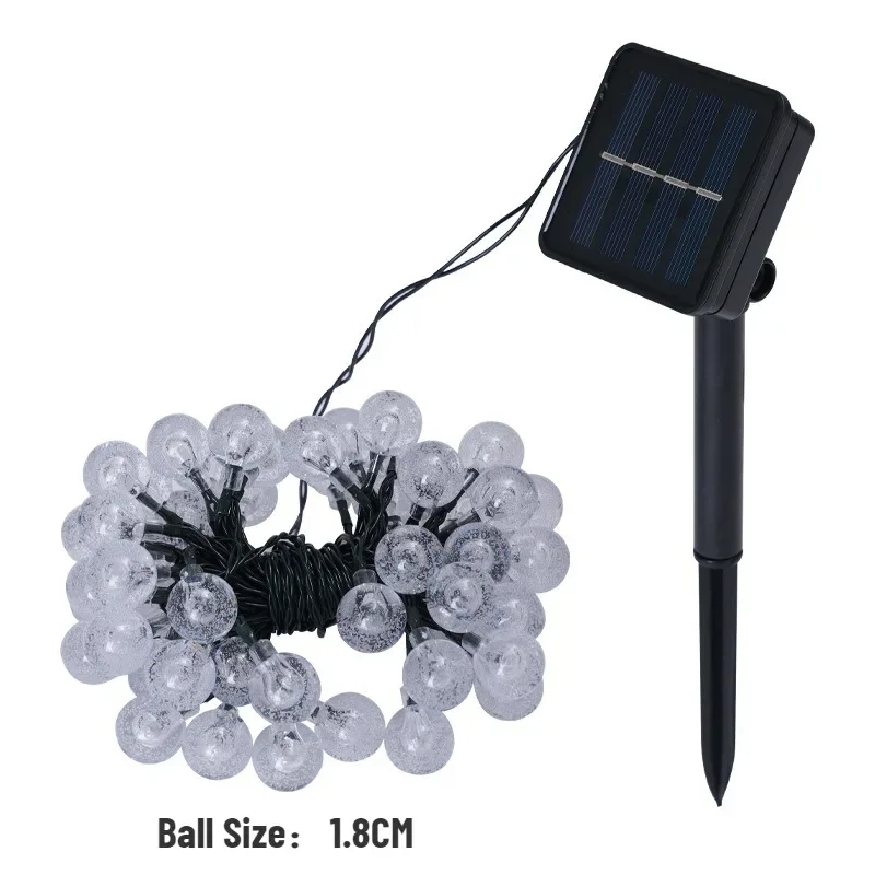 Guirxiété lumineuse solaire à LED, lumières dégradées, boule de cristal, étanche, jardin extérieur, décoration de mariage, lampe de Noël, 5m, 20LED, 10m, 100LED