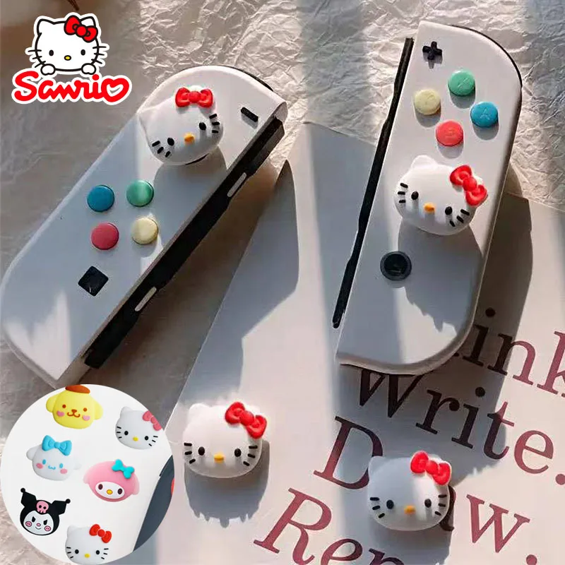 

Sanrio Hello Kitty мультяшные силиконовые резиновые колпачки для большого пальца для Nintendo Switch 2, чехол для джойстика контроллера Joy-Con, аксессуары