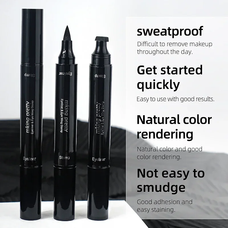 Heallor Double Head Eyes Liner Liquid Make Up Pencil Waterproof Black Makeup timbri Eyeliner Pencil Lasting Eye Cosmetic