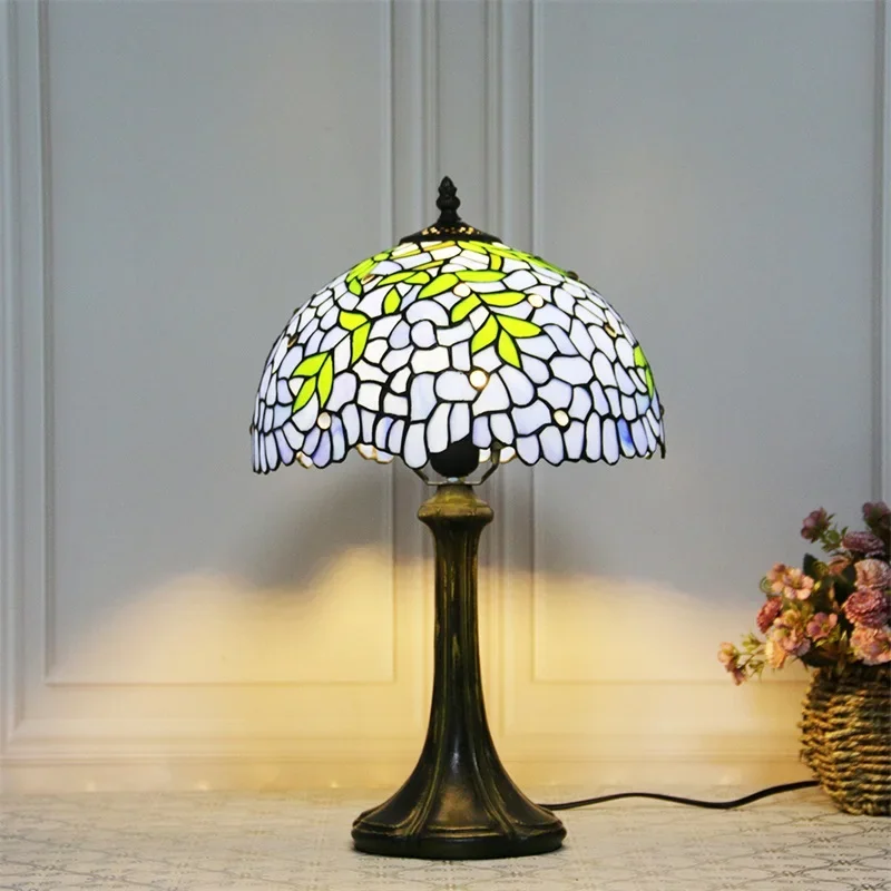 ALBERT Tiffany Glass Table Lamp LED Modern Creative Bedside Blue Desk Light For Home Living Room Bedroom Hotel Decor