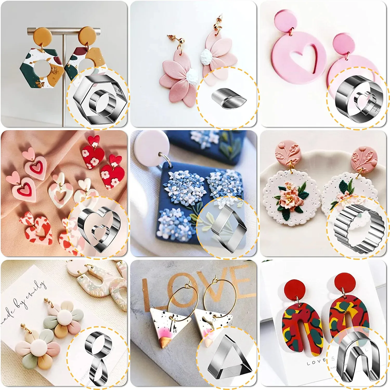 Polymer Clay Cutters for Earrings Making Stainless Steel Mold Handmade Tool Pottery Diy Ceramic Craft Designer Jewelry Supplies